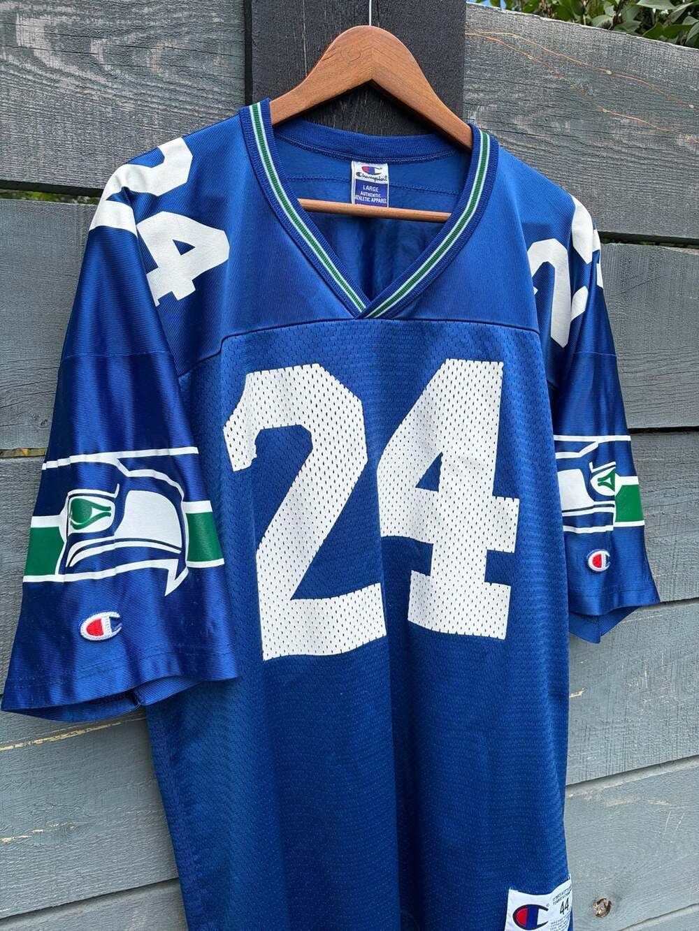 Vintage 90s Champion Seattle Seahawks Shawn Springs #24 NFL Jersey Large
